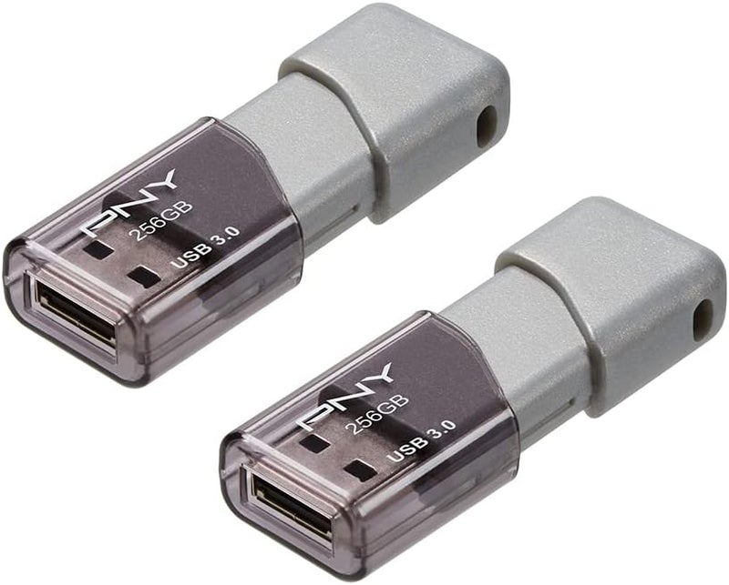 PNY P-FD256X2TBOP-MP 256GB Turbo Attaché 3 USB 3.0 Flash Drive,Silver (Pack of 2) - Image 1